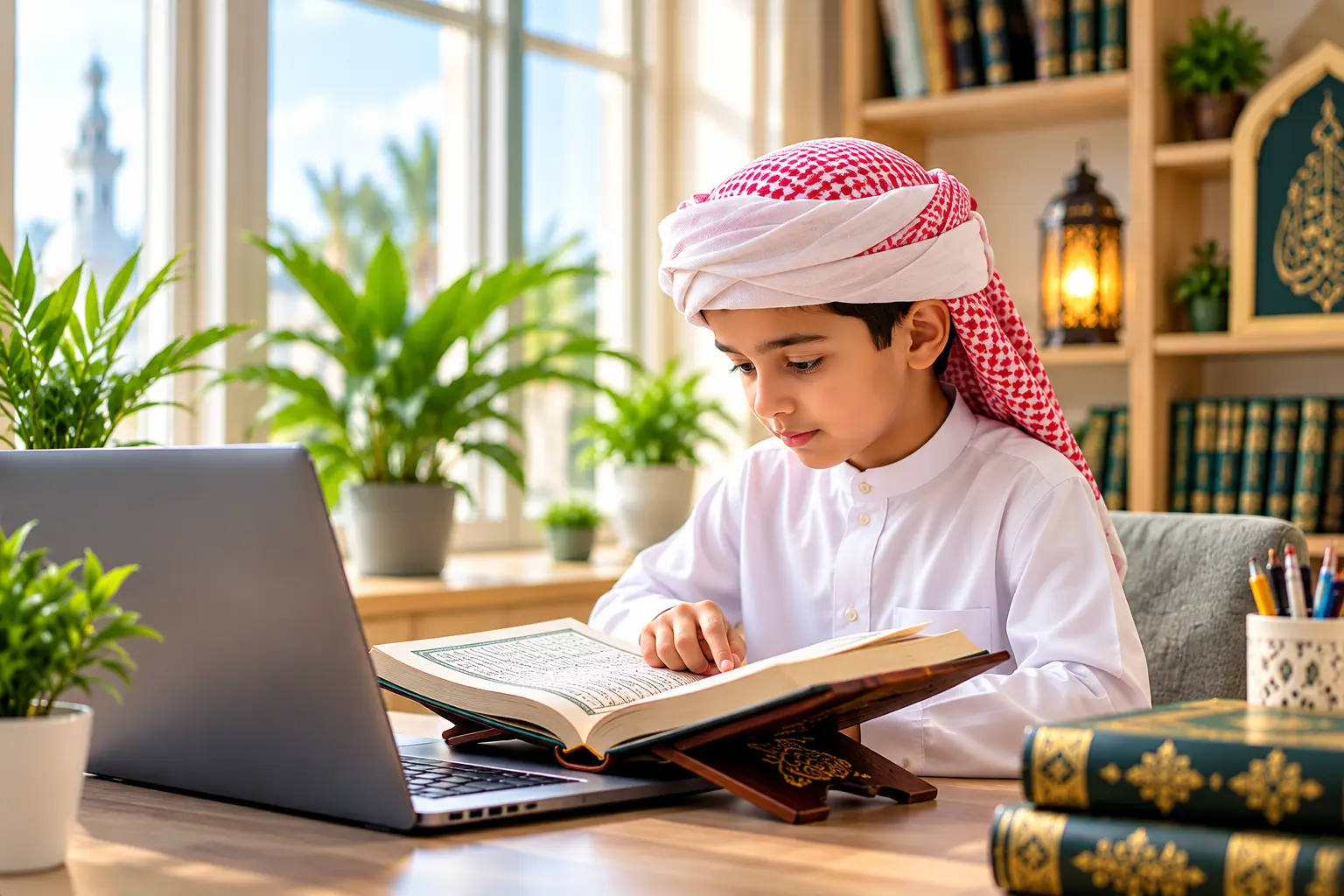 Student reciting Quran with Tajweed rules online