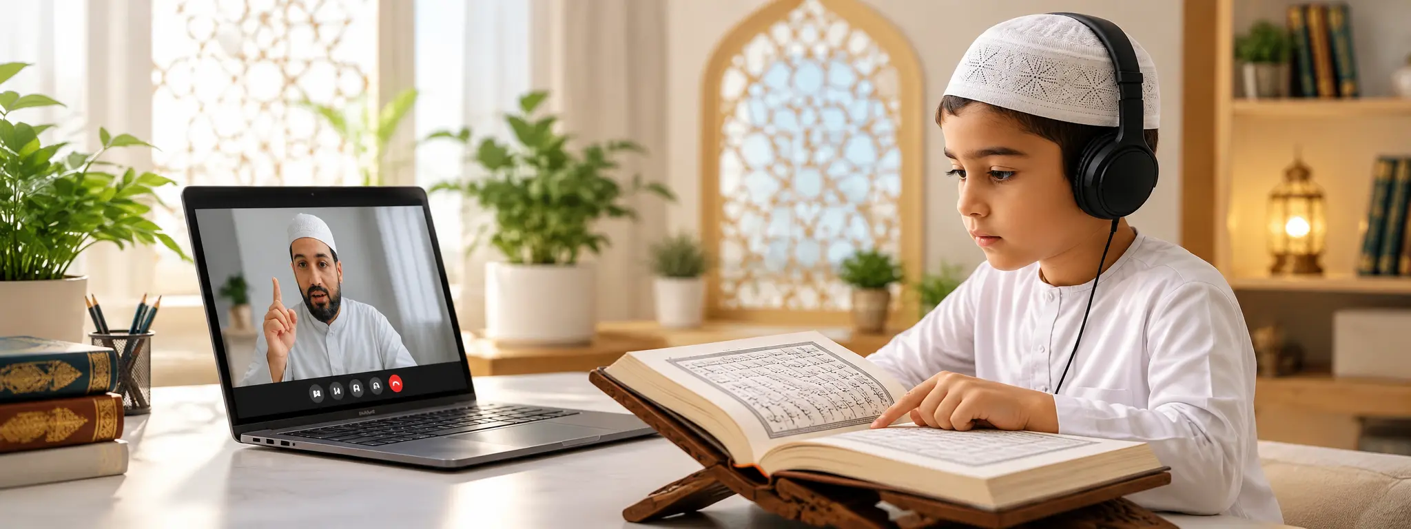 Kids participating in weekly Islamic activities and character building online sessions
