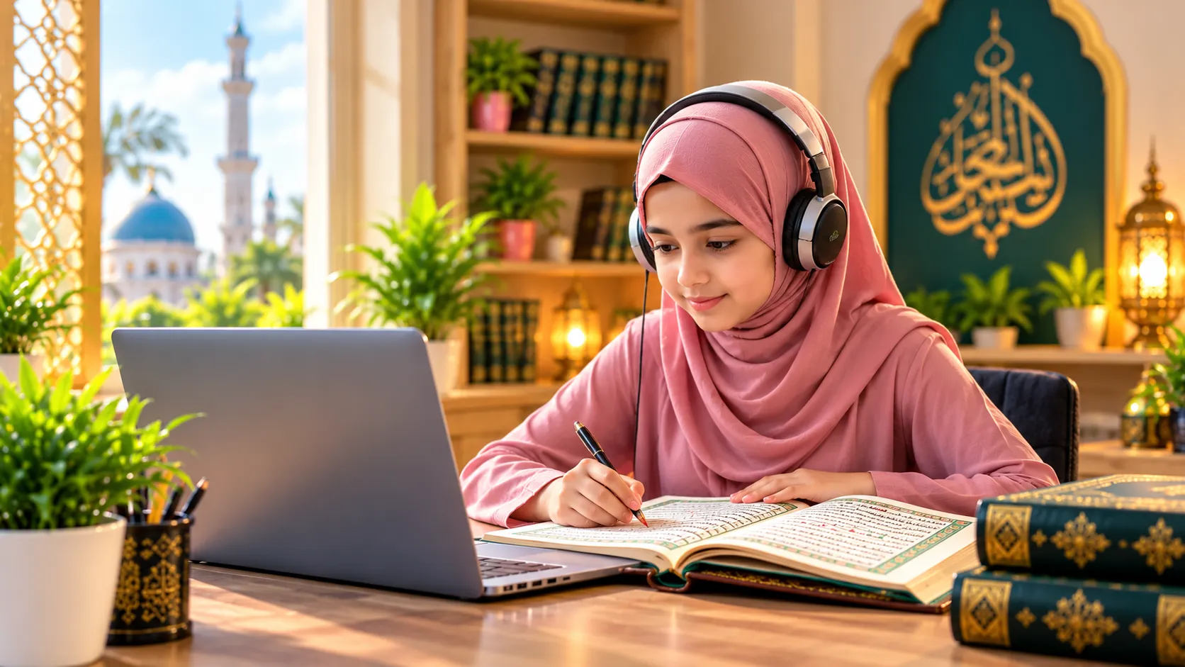 Student revising Hifz and Manzil online with certified Quran tutor